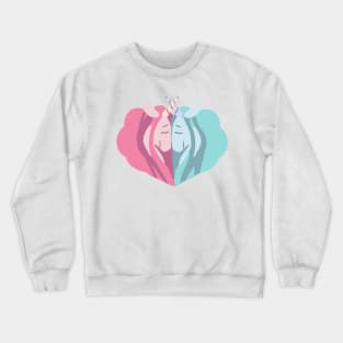 Couple heart shape cute vanil valentine unicorns Crewneck Sweatshirt